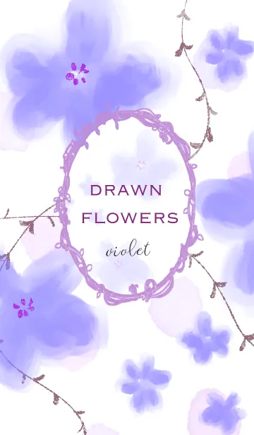 [LINE着せ替え] Drawn flowers violetの画像1