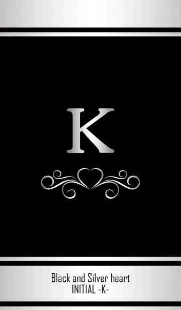 [LINE着せ替え] Black and Silver heartINITIAL -K-の画像1