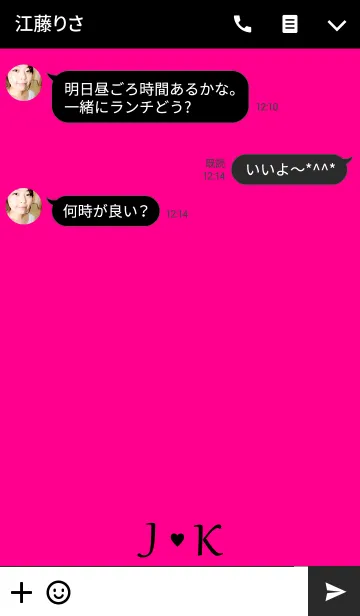 [LINE着せ替え] Initial "J ＆ K" Vivid pink ＆ black.の画像3