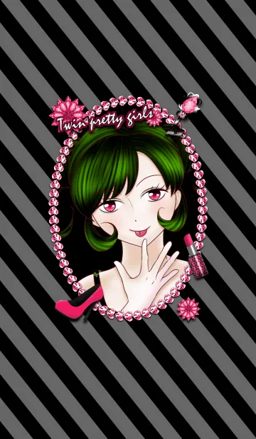 [LINE着せ替え] Twin pretty girls -Pink-の画像1
