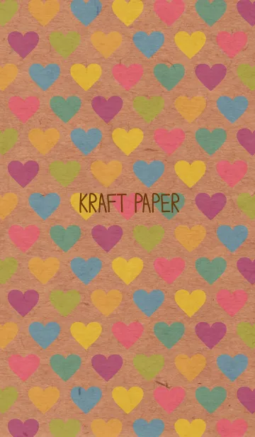 [LINE着せ替え] クラフト紙-カラフルハート-の画像1