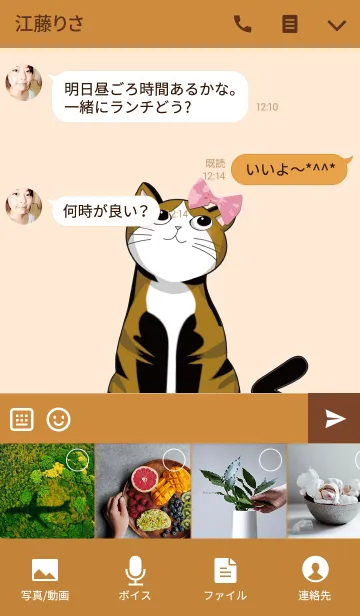 [LINE着せ替え] 可愛い一匹のリボン猫の画像4