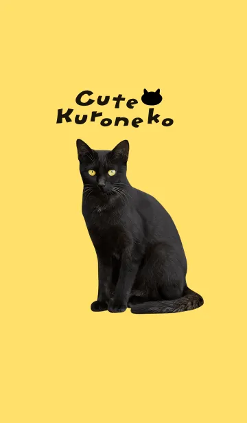 [LINE着せ替え] Cute Kuroneko かわいいくろねこ/ イエローの画像1