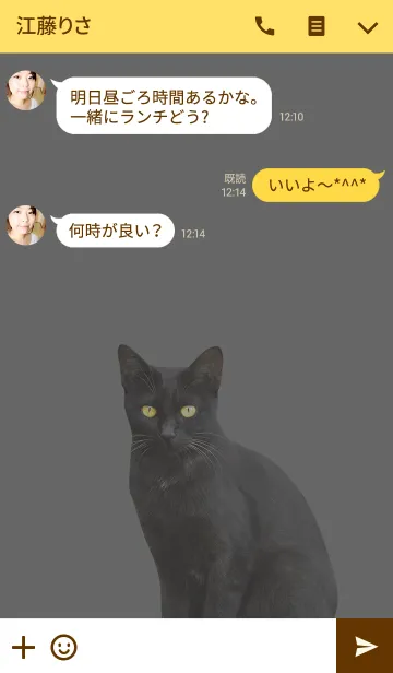 [LINE着せ替え] Cute Kuroneko かわいいくろねこ/ イエローの画像3