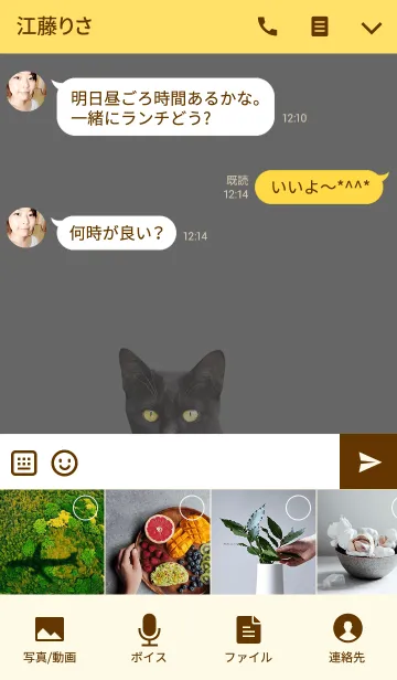 [LINE着せ替え] Cute Kuroneko かわいいくろねこ/ イエローの画像4