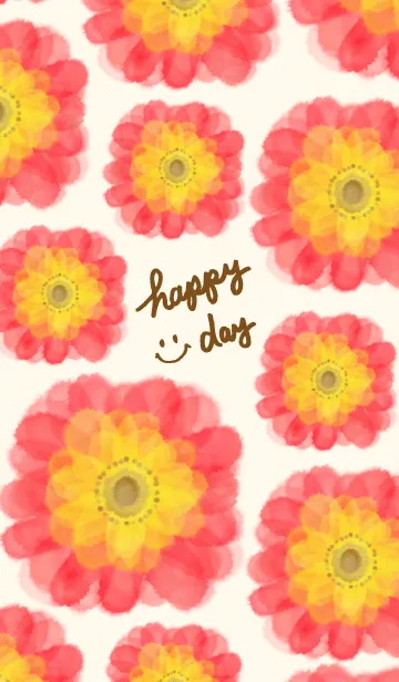 [LINE着せ替え] happy day smile-水彩お花-の画像1