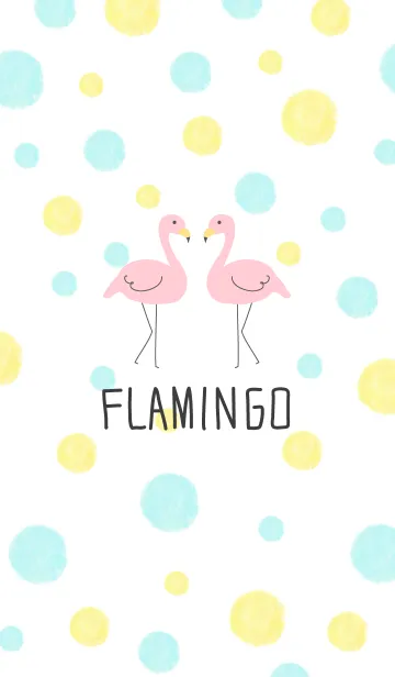 [LINE着せ替え] フラミンゴ-水彩水玉2-の画像1