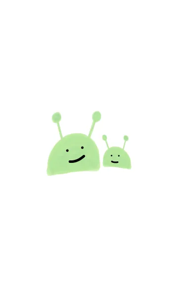 [LINE着せ替え] Cute Green Alien with Baby Happy Loveの画像1