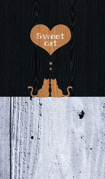 [LINE着せ替え] sweet cat 【Wood Black】の画像1
