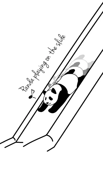 [LINE着せ替え] 滑り台で遊ぶパンダの画像1