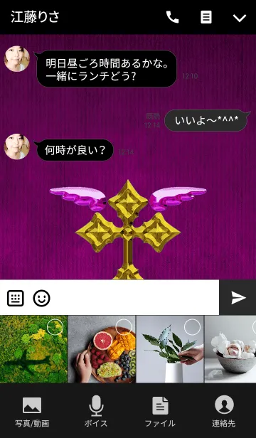 [LINE着せ替え] SIMPLE CROSS WINGS <rose>の画像4