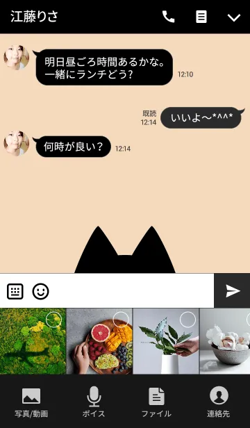 [LINE着せ替え] HIGE NEKO black and beigeの画像4