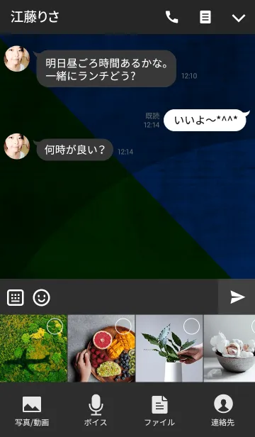 [LINE着せ替え] analog x bicolor - autumn navy ＆ greenの画像4