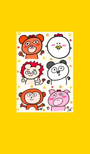 絵がヘタな人が描いたシンプルな動物たち10の着せ替えメイン画像
