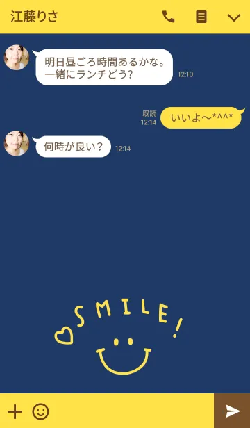[LINE着せ替え] スマイル・ネイビー・イエローの画像3