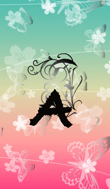～イニシャル バタフライ＆桜 A～の着せ替えメイン画像