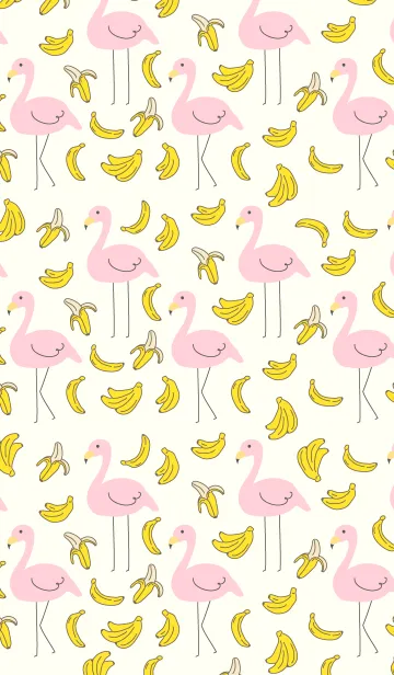 [LINE着せ替え] フラミンゴとバナナ-黄色-の画像1