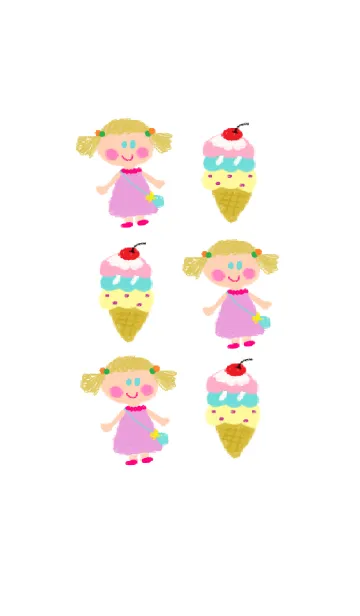 [LINE着せ替え] かわいい女の子とアイスクリームのきせかえの画像1