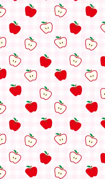 [LINE着せ替え] りんごちゃん-ピンクチェック-の画像1