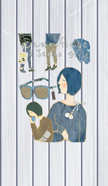 [LINE着せ替え] OOTD > camouflage x jeans styleの画像1