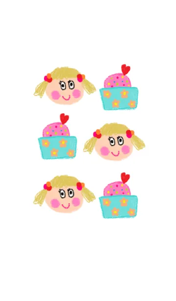 [LINE着せ替え] かわいい女の子とカップケーキのきせかえの画像1