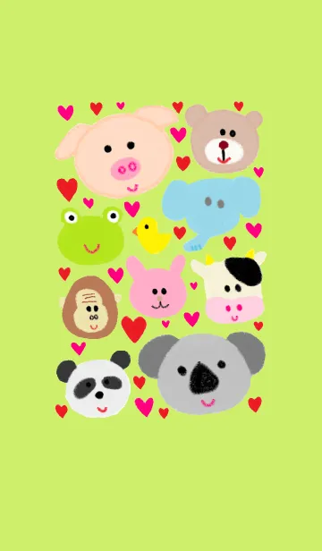 [LINE着せ替え] カラフルな動物たち(きみどり）の画像1