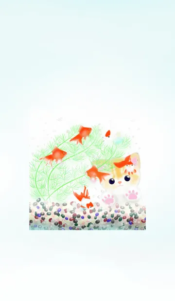 [LINE着せ替え] ❤金魚と猫❤の画像1