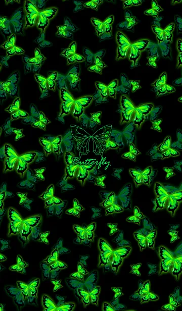 [LINE着せ替え] Green butterfly danceの画像1