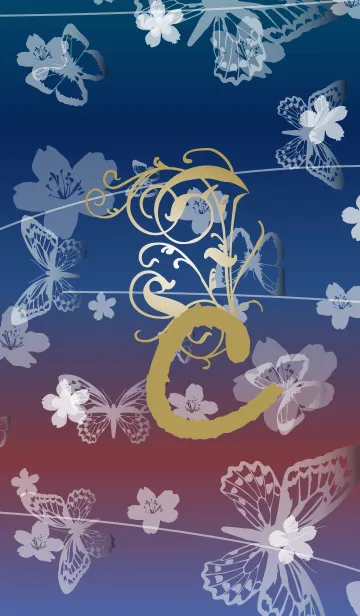 ～イニシャル バタフライ＆桜 C～の着せ替えメイン画像