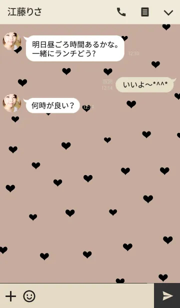 [LINE着せ替え] ベージュ×ハートの画像3