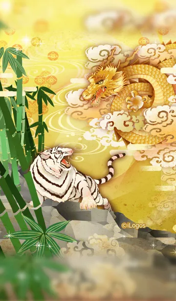 [LINE着せ替え] 大きな幸運を呼ぶ龍と白虎の画像1
