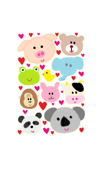 [LINE着せ替え] カラフル アニマル（ホワイト）の画像1