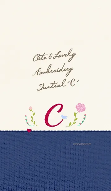 [LINE着せ替え] キュート ラブリー 刺繍 イニシャル Cの画像1