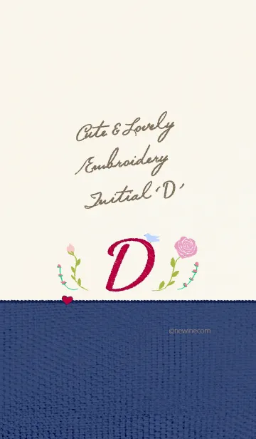 [LINE着せ替え] キュート ラブリー 刺繍 イニシャル Dの画像1