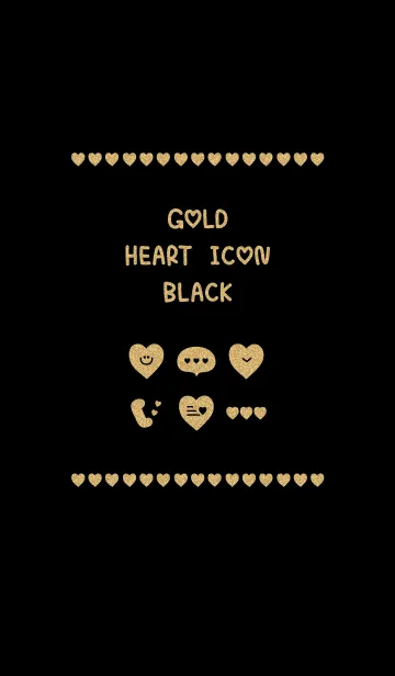 [LINE着せ替え] GOLD HEART ICON BLACKの画像1