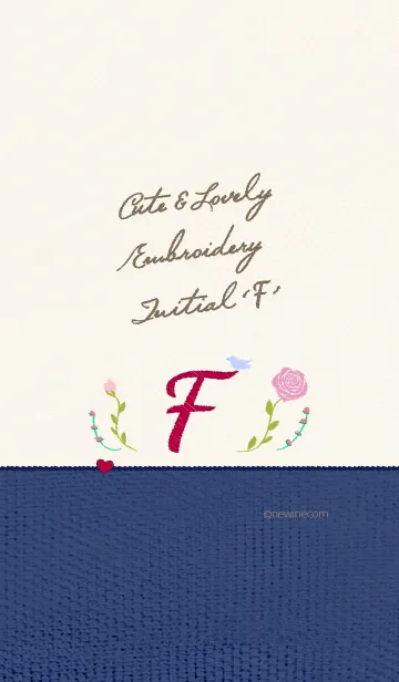 [LINE着せ替え] キュート ラブリー 刺繍 イニシャル Fの画像1