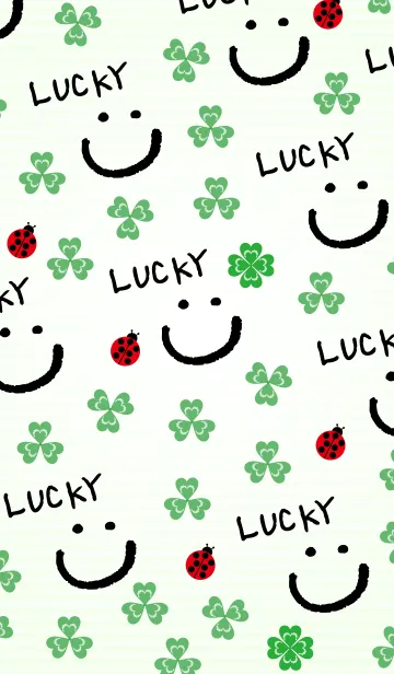 [LINE着せ替え] ラッキースマイルクローバー-緑ストライプ-の画像1