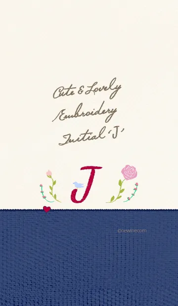 [LINE着せ替え] キュート ラブリー 刺繍 イニシャル Jの画像1
