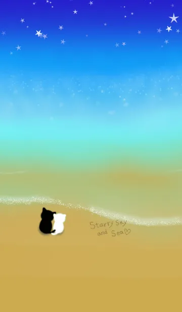 [LINE着せ替え] ☆星空と海☆猫ver.の画像1
