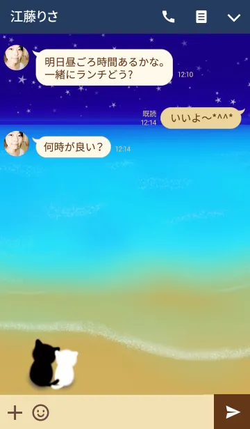 [LINE着せ替え] ☆星空と海☆猫ver.の画像3