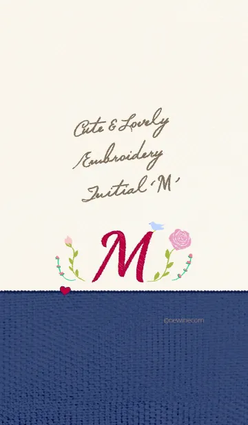 [LINE着せ替え] キュート ラブリー 刺繍 イニシャル Mの画像1