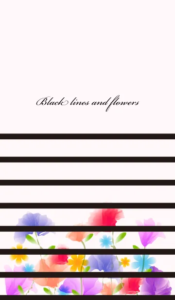 [LINE着せ替え] Black lines and flowersの画像1