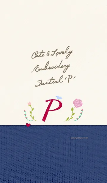 [LINE着せ替え] キュート ラブリー 刺繍 イニシャル Pの画像1