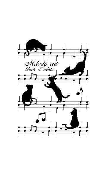 [LINE着せ替え] Melody cat black ＆ whiteの画像1