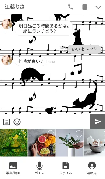 [LINE着せ替え] Melody cat black ＆ whiteの画像4