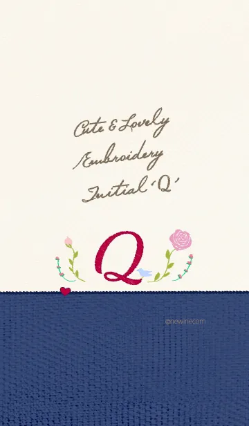 [LINE着せ替え] キュート ラブリー 刺繍 イニシャル Qの画像1
