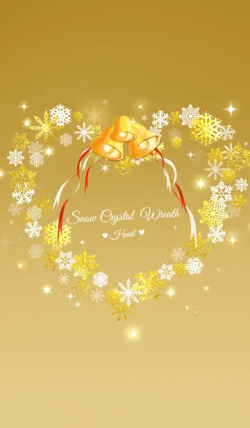 [LINE着せ替え] ♥ペア♥Snow Crystal heart wreath Goldの画像1
