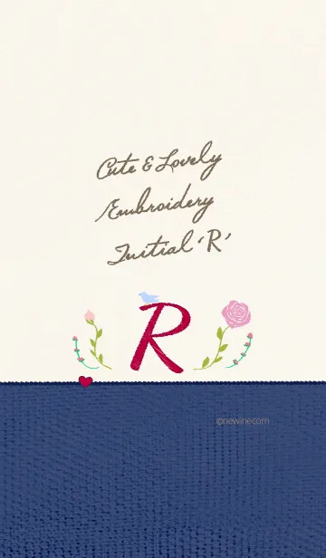 [LINE着せ替え] キュート ラブリー 刺繍 イニシャル Rの画像1