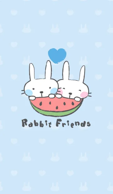 [LINE着せ替え] Rabbit friends (JP-Blue ver.)の画像1
