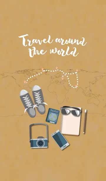 [LINE着せ替え] We Travel around the world (brown)の画像1